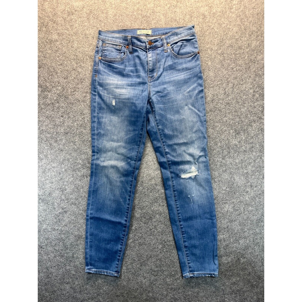 Madewell Jeans Women's 30 9" High Riser Skinny Stretch Light Blue Distressed